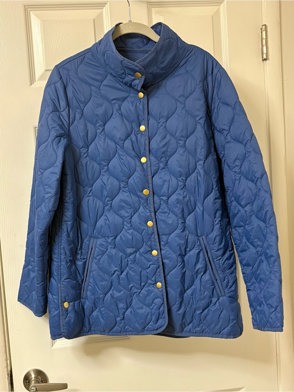 Quilted Blue Snap-Front Jacket